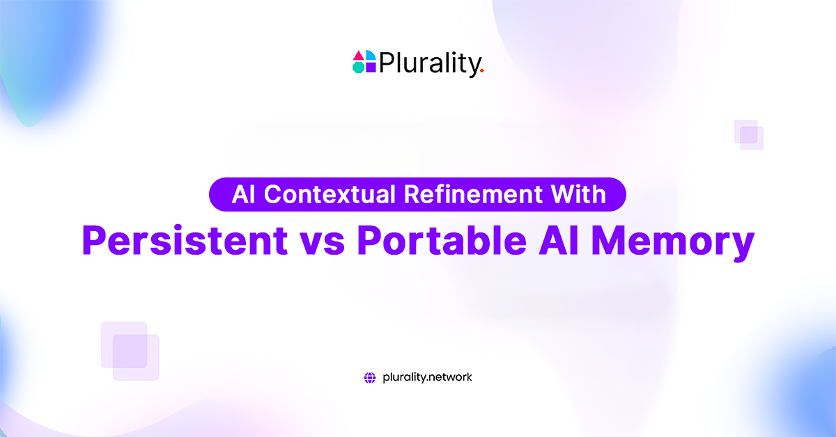 AI contextual refinement illustrated through a comparison of persistent vs portable AI memory in a modern digital interface.