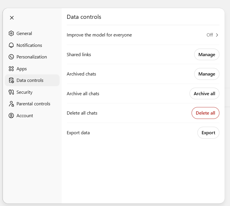 How to export chats from chatGPT