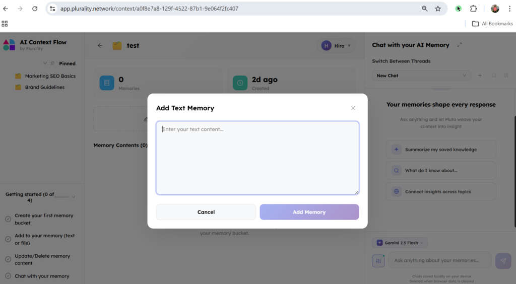 Add context to memory bucket